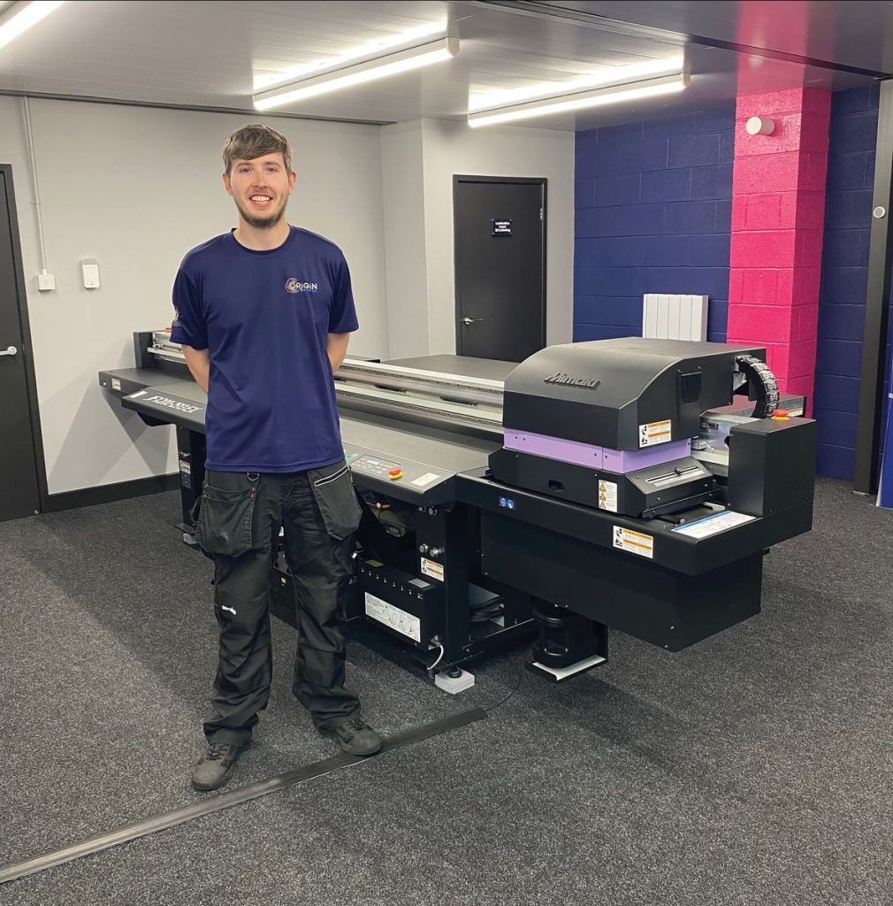 Origin Sign Co Production & Fabrication Manager, James Watterson with the company's Mimaki JFX200-2513EX