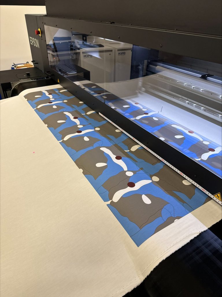 Designs by Ngali Owner and Designer, Denni Francisco being printed out on an Epson Monna Lisa digital direct-to-fabric printer