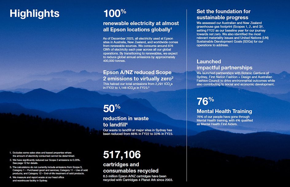 Epson Australia’s inaugural Sustainability Impact Report Highlights