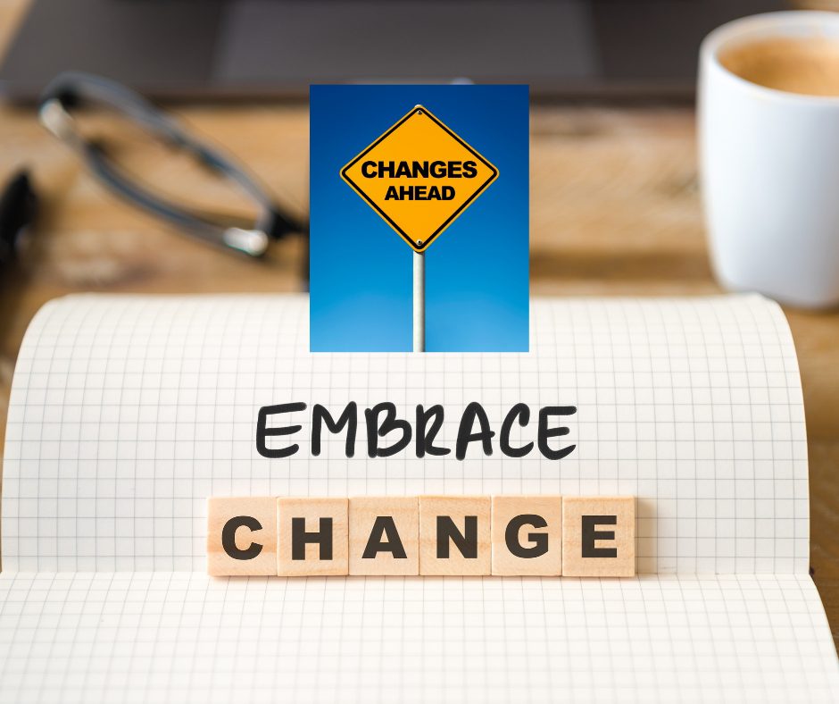 A graphic that says "Change ahead" and "embrace change", two themes explored by Marcus Clifford in the article.