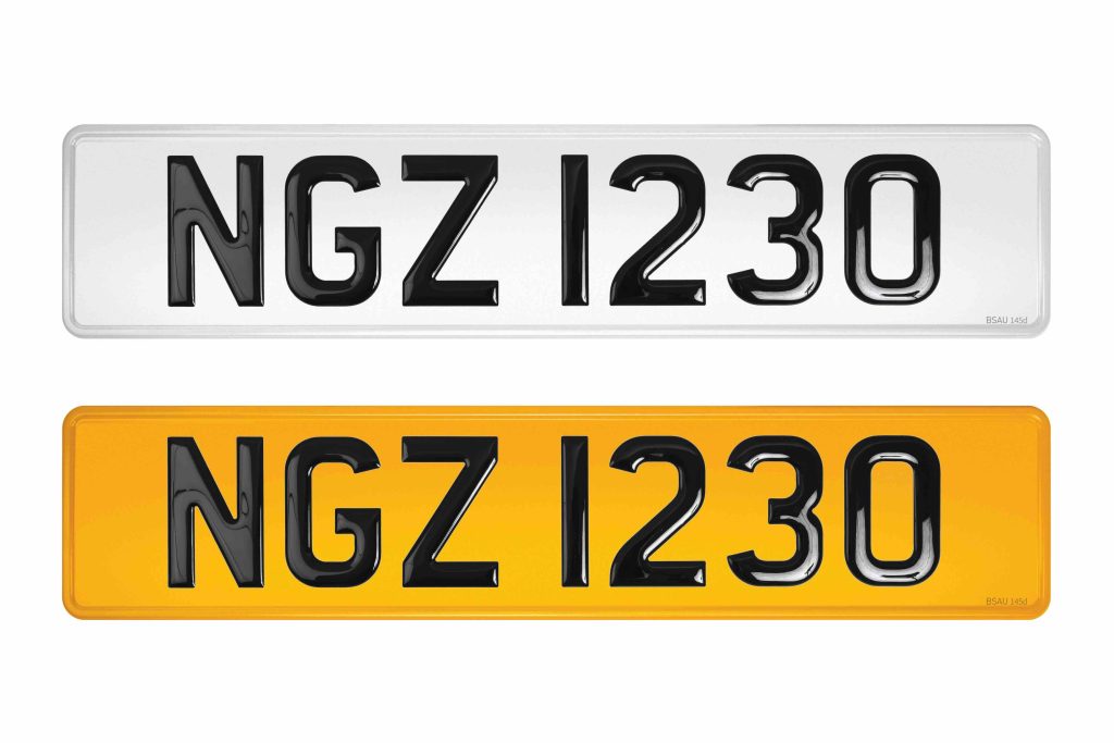 Domed licence plates: gel number plate example