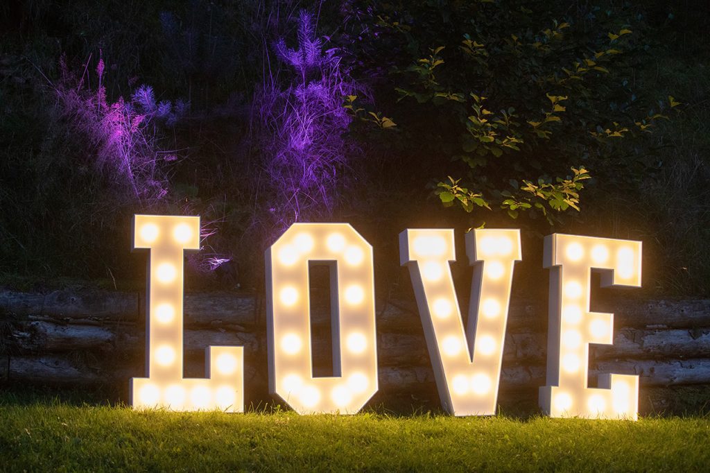 The word Love in lights